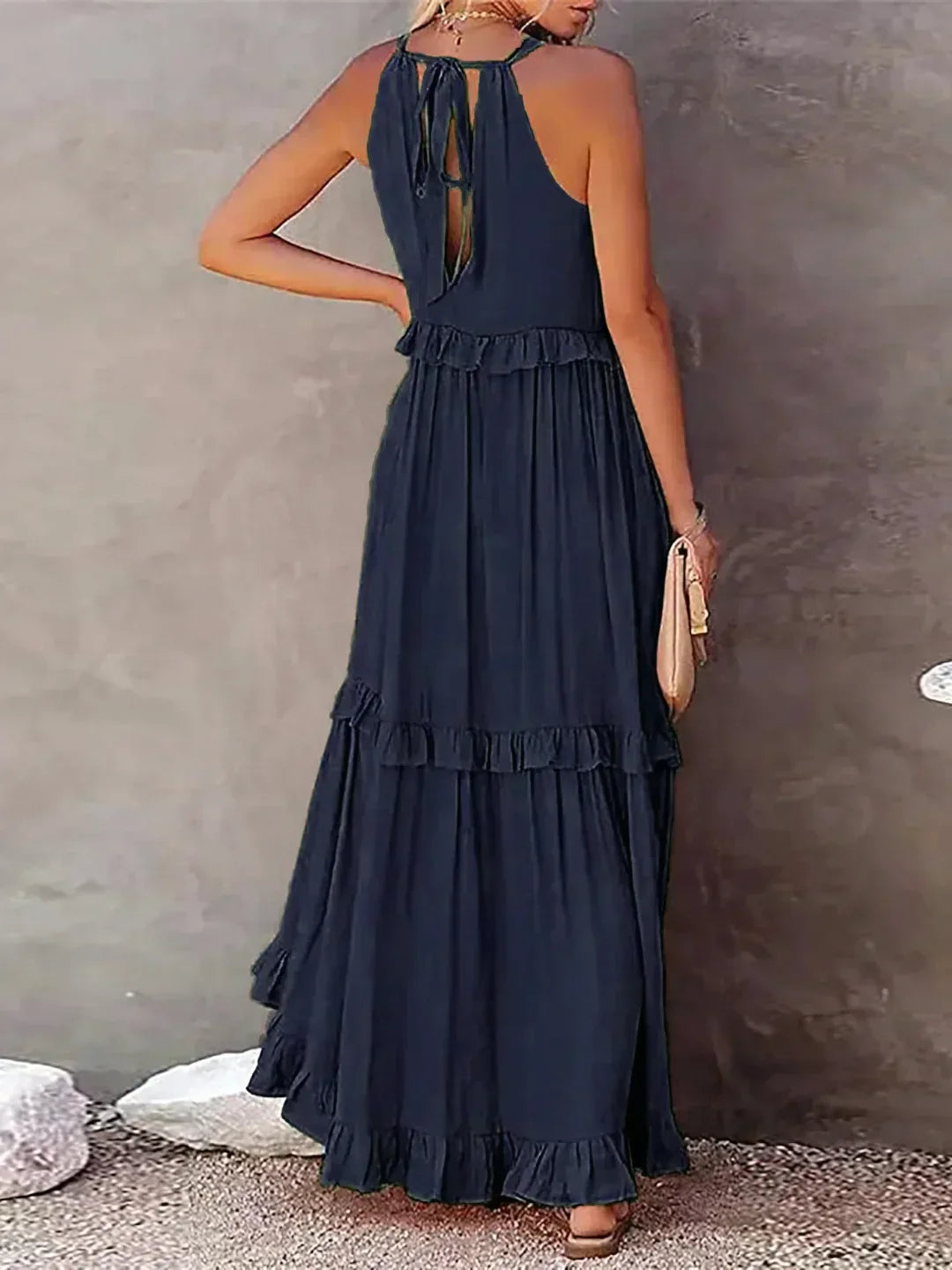 Emilia | Halter Ruffle Maxi Dress