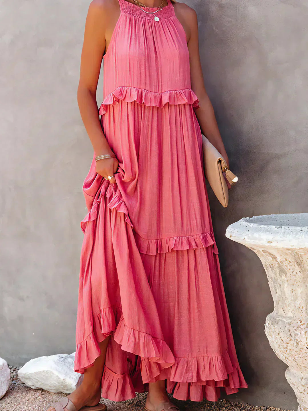 Emilia | Halter Ruffle Maxi Dress