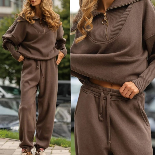 Zaylee | Women’s Modern Zip-Up Sweater & Joggers Set