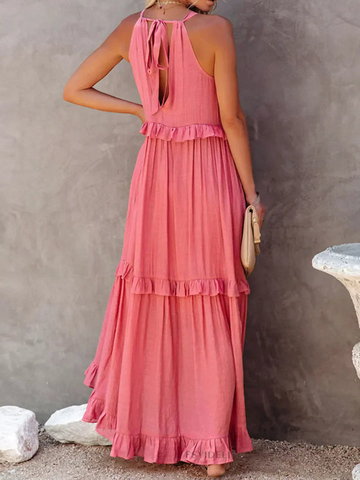 Emilia | Halter Ruffle Maxi Dress