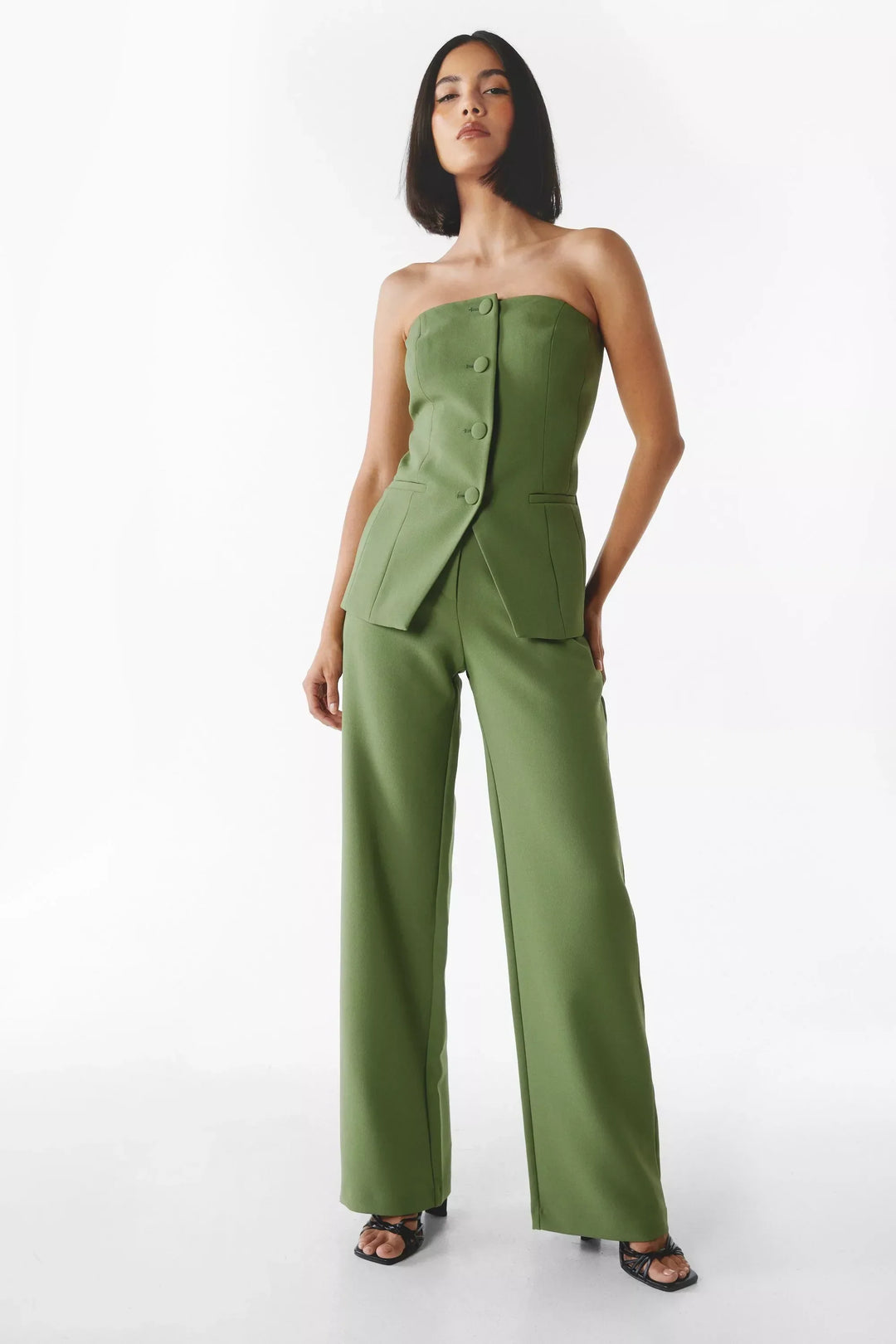 Bria | Strapless Button-Down Jumpsuit